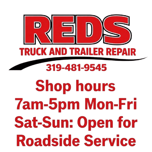 Reds Truck And Trailer Repair Logo With Shop Hours Updated